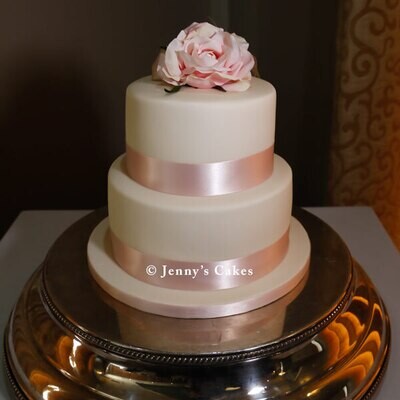 Gretna Wedding Cake- Two Tier Cake with Silk Rose Topper