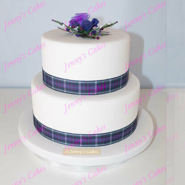 Scottish Wedding Small Cake Topper Decoration Thistles Rose & Lavender 