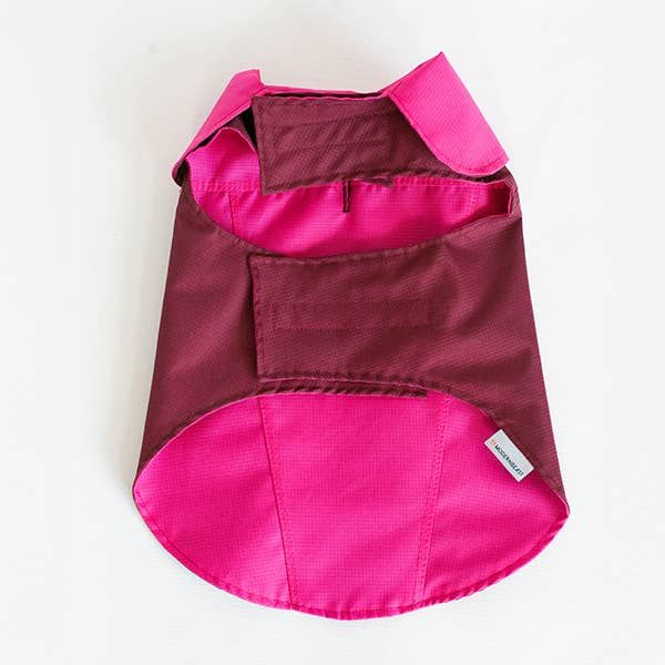 REVERSIBLE DOG RAINCOAT Waterproof Dog Jacket, Color: Plum Petal, Size: Large