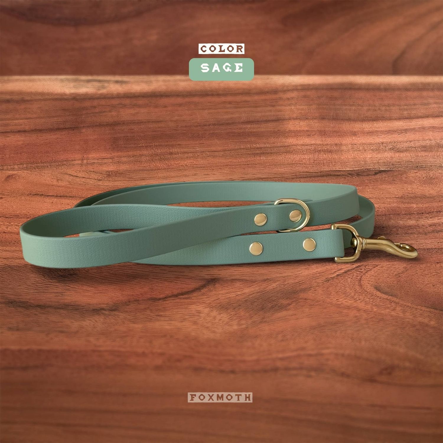 Hands-Free Dog Leash Waterproof and Handmade, Color: Sage, Style: Hands Free w/ Mini Handle