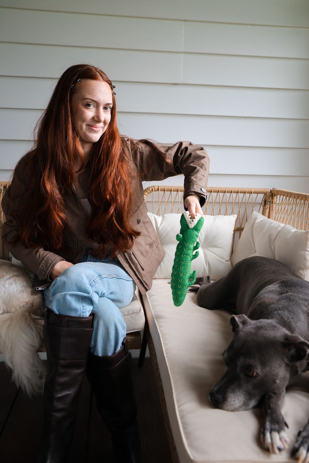 Boiled Wool Alligator Dog Toy