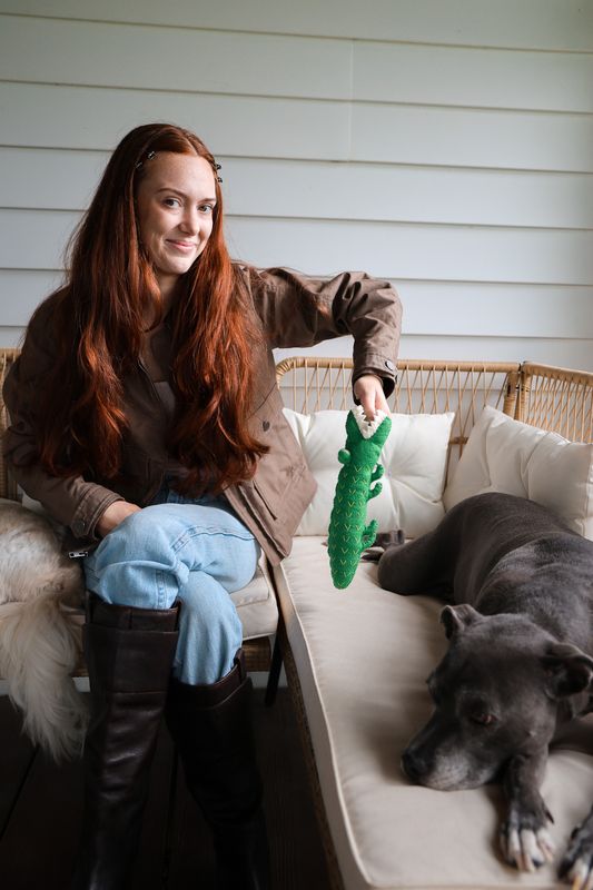 Boiled Wool Alligator Dog Toy