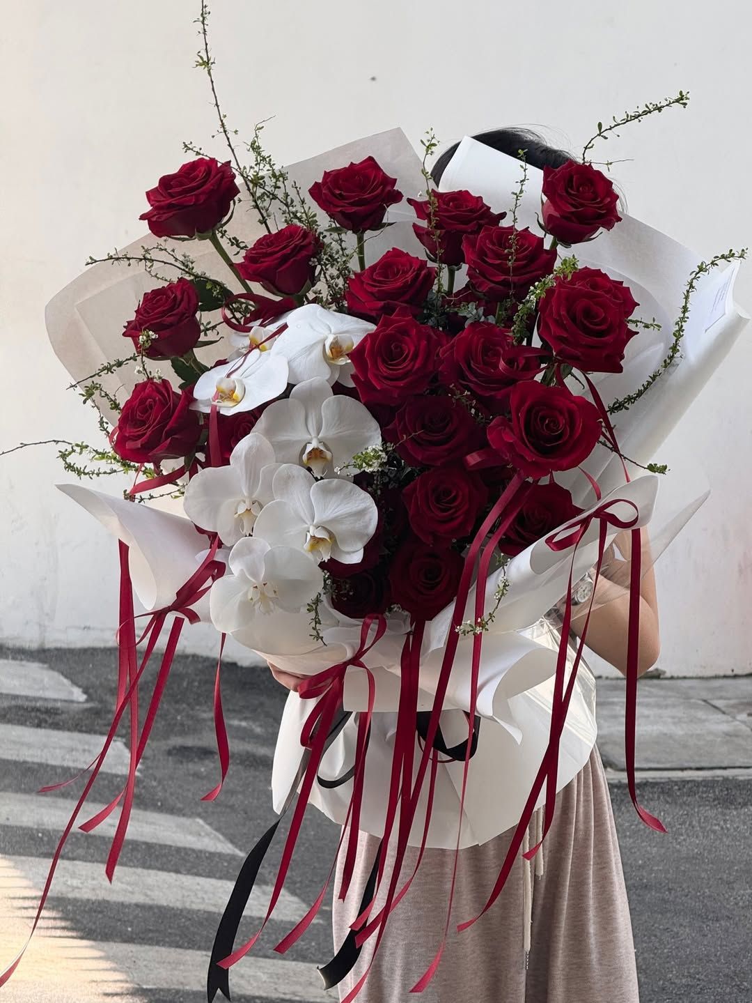 The Crimson &amp; Pearl Elegance Bouquet