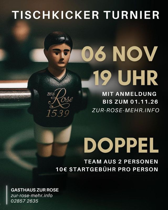 Tischkicker Turnier 6.11.2026
