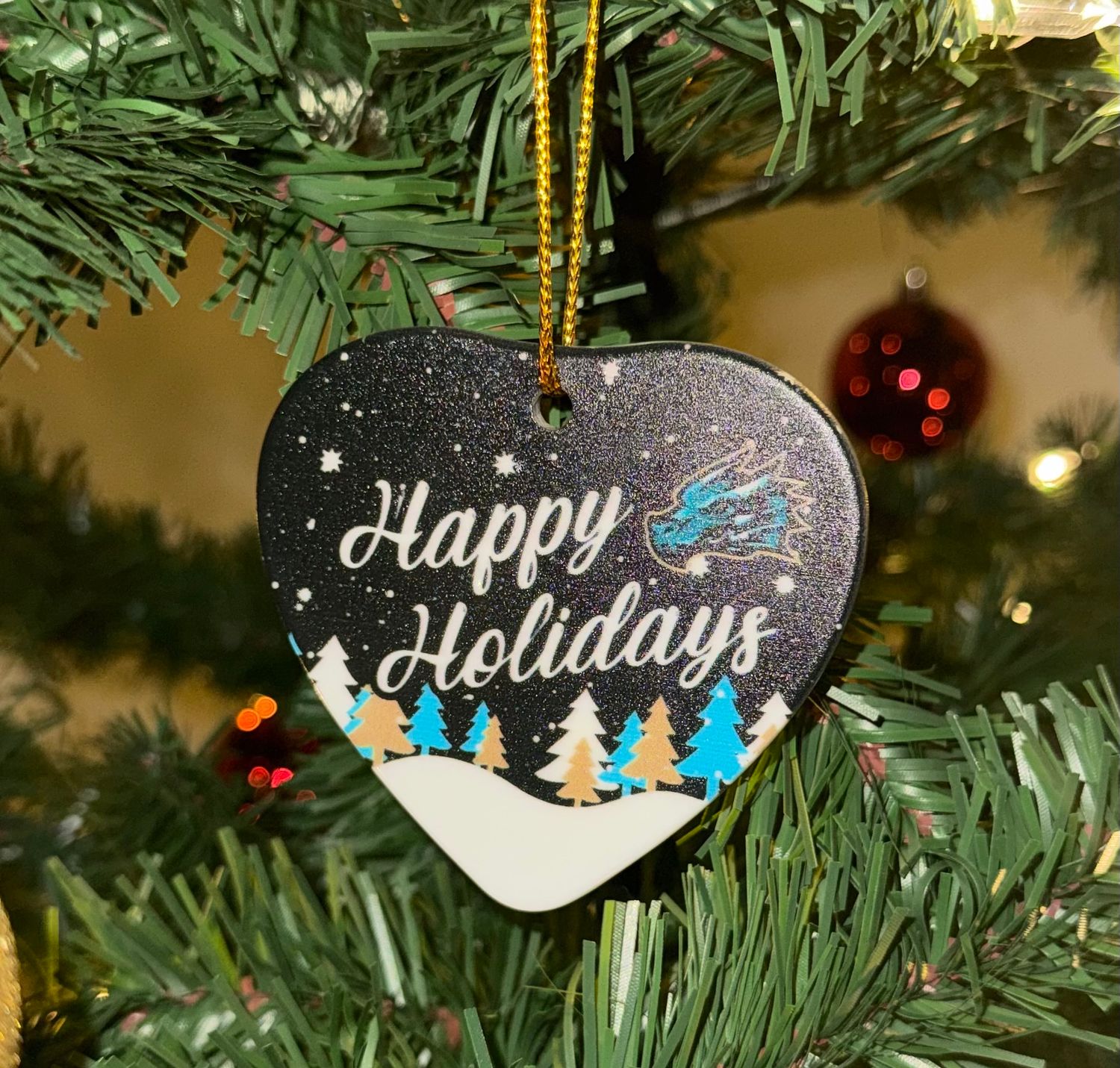 Knight Monsters Heart-Shaped Happy Holidays Ornament
