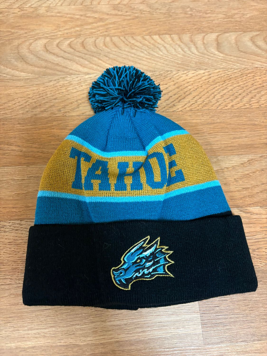 KnightMonsters Blk/Teal/Gold TAHOE Pom beanie