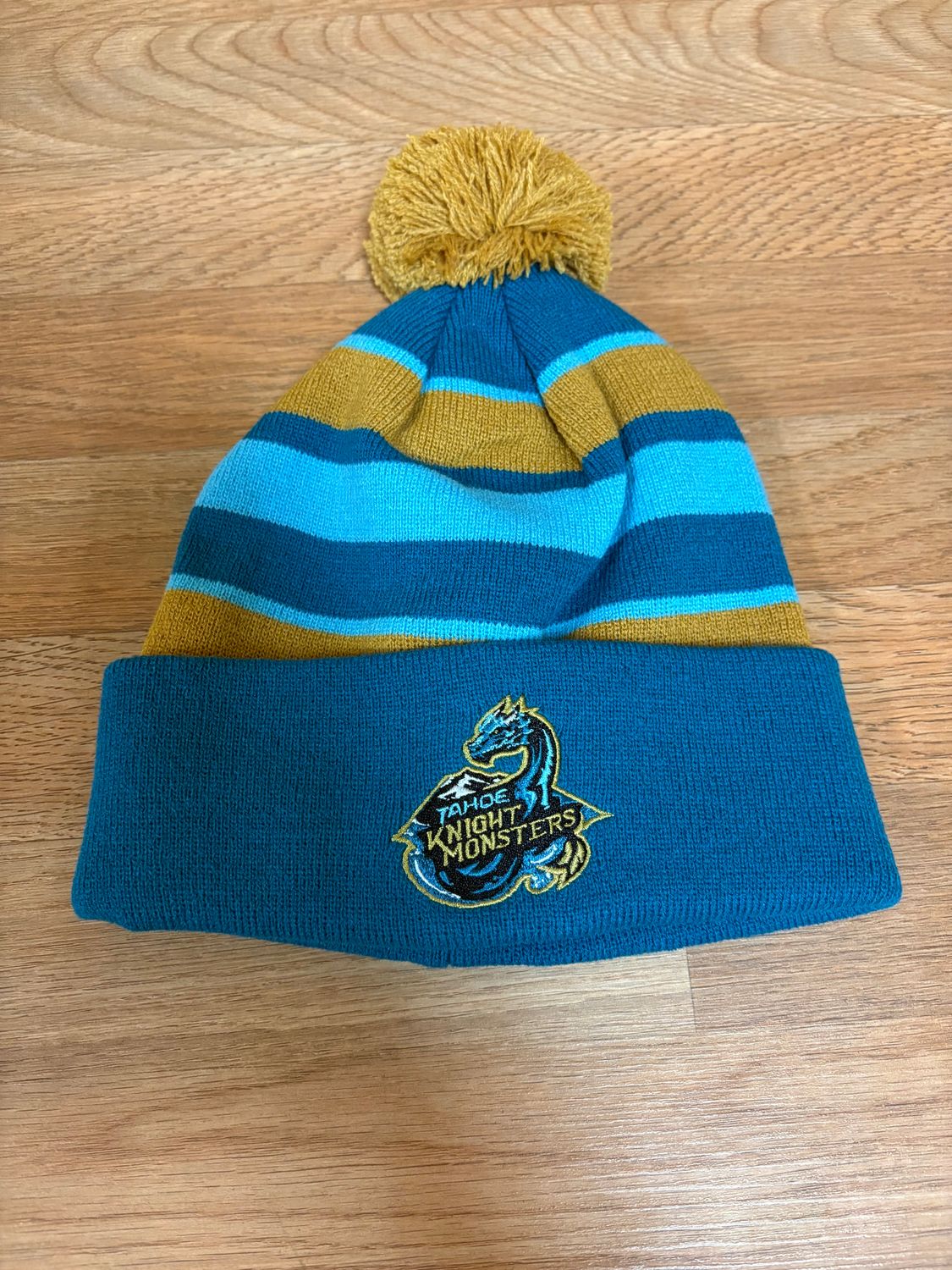 Knight Monsters Teal/Gold Striped Primary Beanie