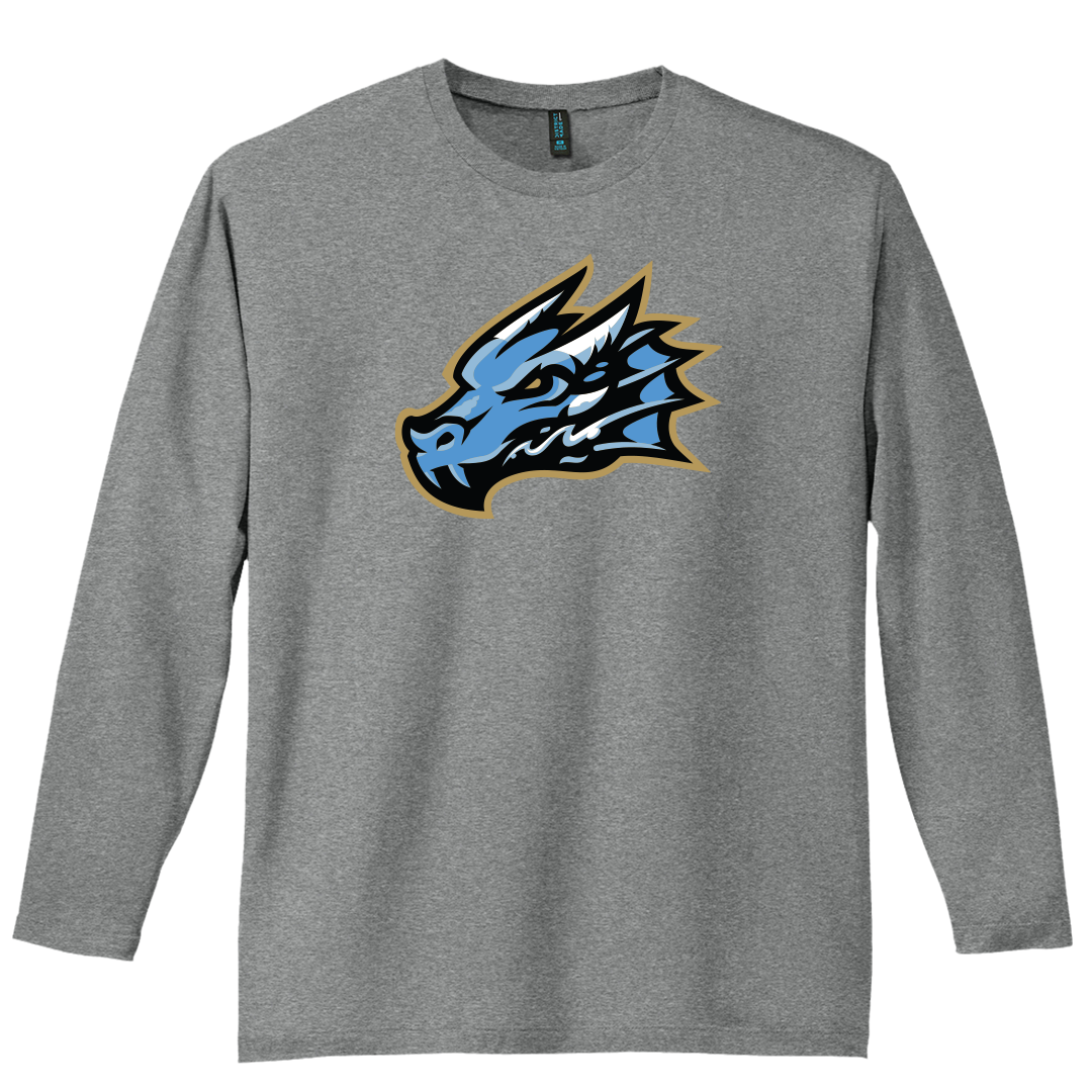 TKM Head Logo District Perfect Weight Long Sleeve T-Shirt - Heathered Steel