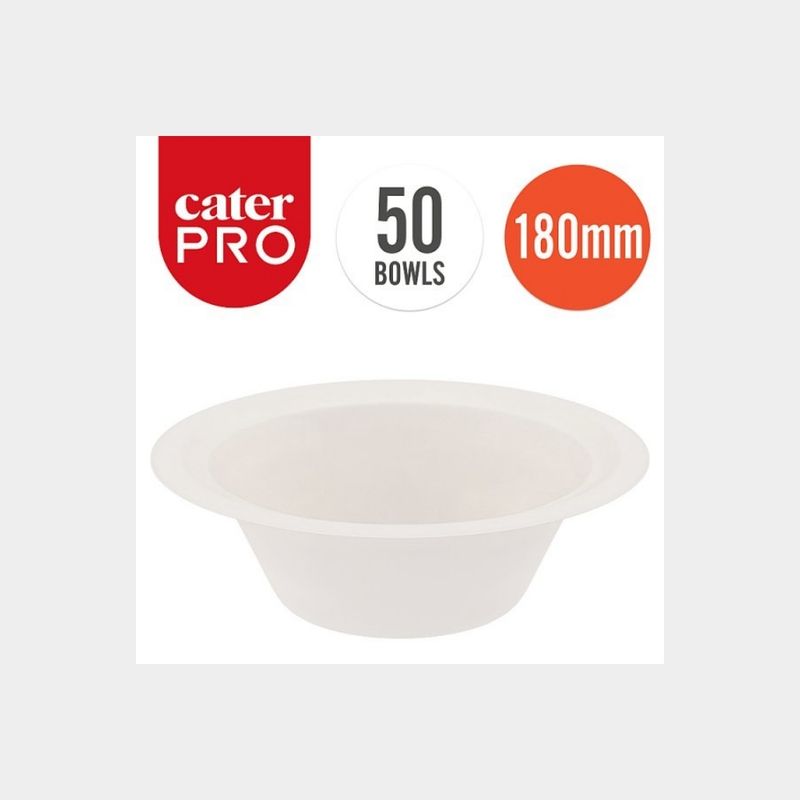 CaterPro 50 bagasse Bowls 180mm packsize case of 1