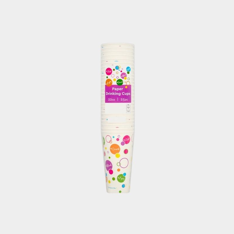 22oz Paper Drinking Cups 25pc pack size case of 1
