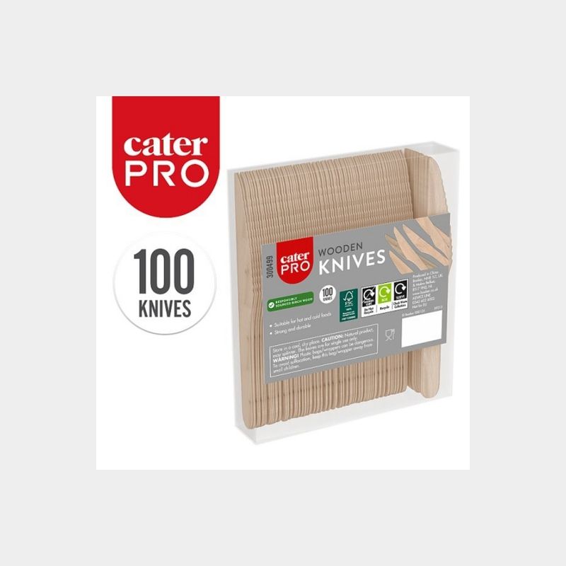 CaterPro 100 wooden Knives Disposable biodegradable Wooden Cutlery
