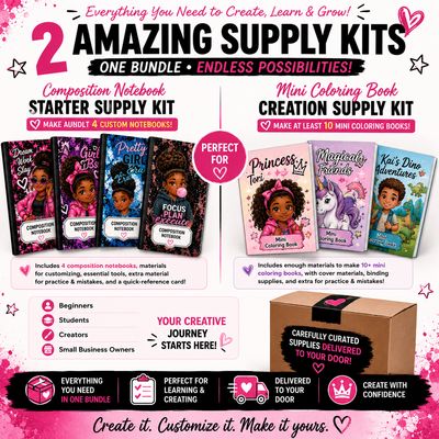 Composition Notebook and Mini Coloring Book Supplies Bundle