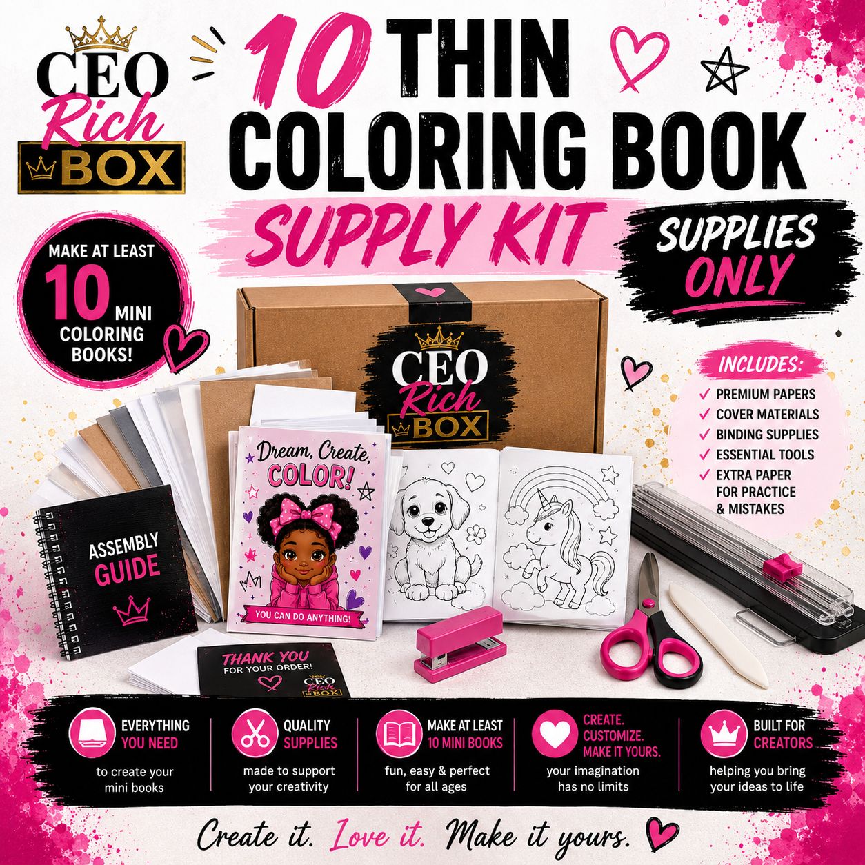 10 Thin Coloring Book Supplies only  (Everything Included Except Printer)