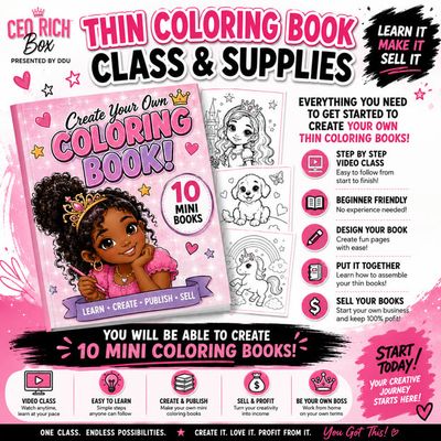Thin Coloring Book Supplies with Class Replay (Everything Included Except Printer)