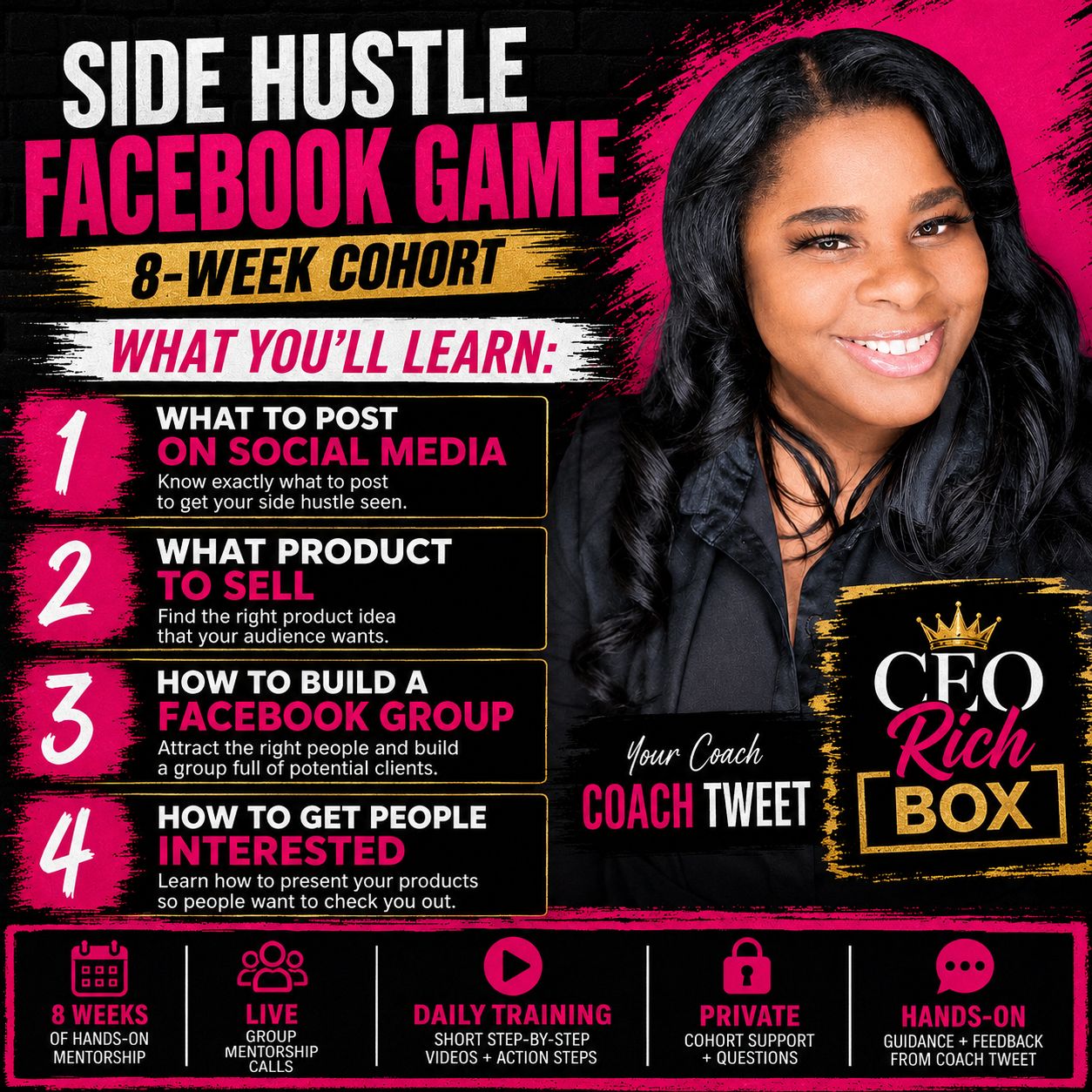 The Side Hustle Facebook Group Game 8 Week Cohort “starts Sept 7th”