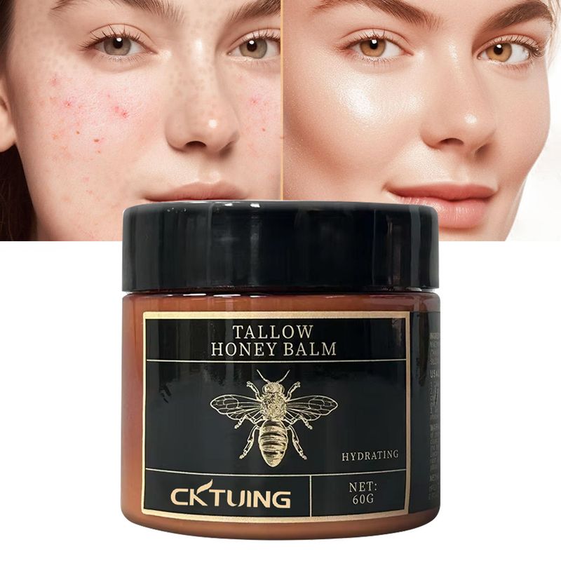 Organic Grass-Fed Beef Tallow Balm with Raw Honey - Moisturizing Cream for Soft, Smooth Skin - Handmade All-Natural Moisturizer (2.1 Oz, Unscented)