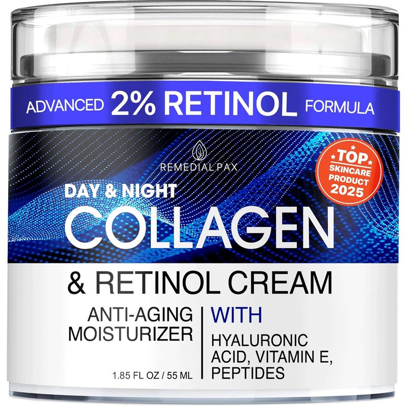 Collagen Face Cream with Retinol & Hyaluronic Acid – Anti Aging Moisturizer for Women & Men, Firming Day & Night Cream for Wrinkles, Hydrating Facial Lotion for All Skin Types
