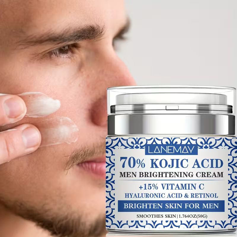 Kojic Acid (70%) Cream for Men - Visibly Brightens Dull Skin and Promotes a Radiant Complexion, Enhances Skin Firmness - Lightweight & Fast Absorbing for Daily Use