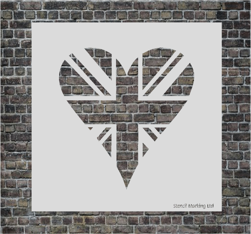 Union Jack heart  Stencil