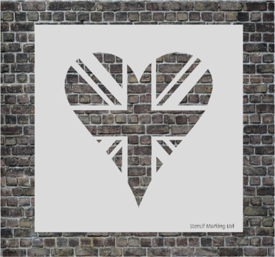 Union Jack heart Stencil