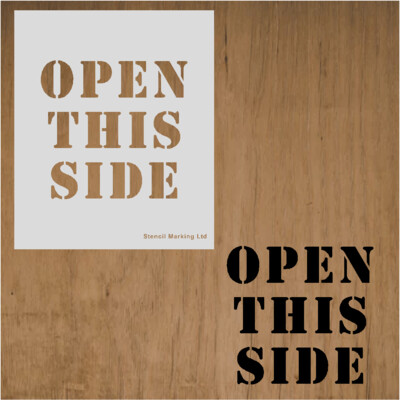 Open This Side Stencil