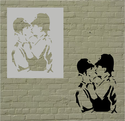 Banksy Kissing Cops Stencil
