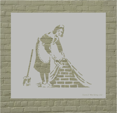 Banksy Maid sweeping Stencil