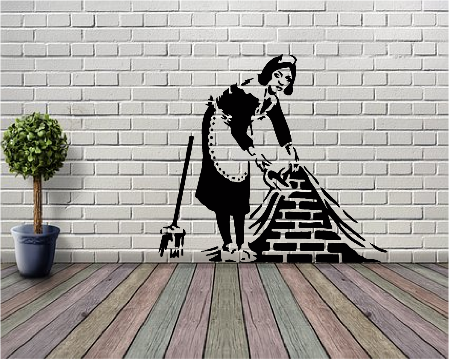 Banksy Maid Sweeping Stencil