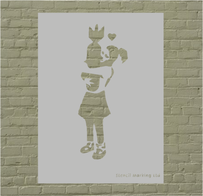 Banksy Girl With Bomb Stencil