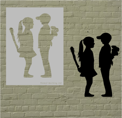 Boy Meets Girl Banksy Stencil