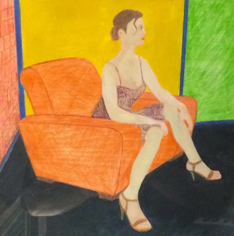 Thora in an Orange Chair