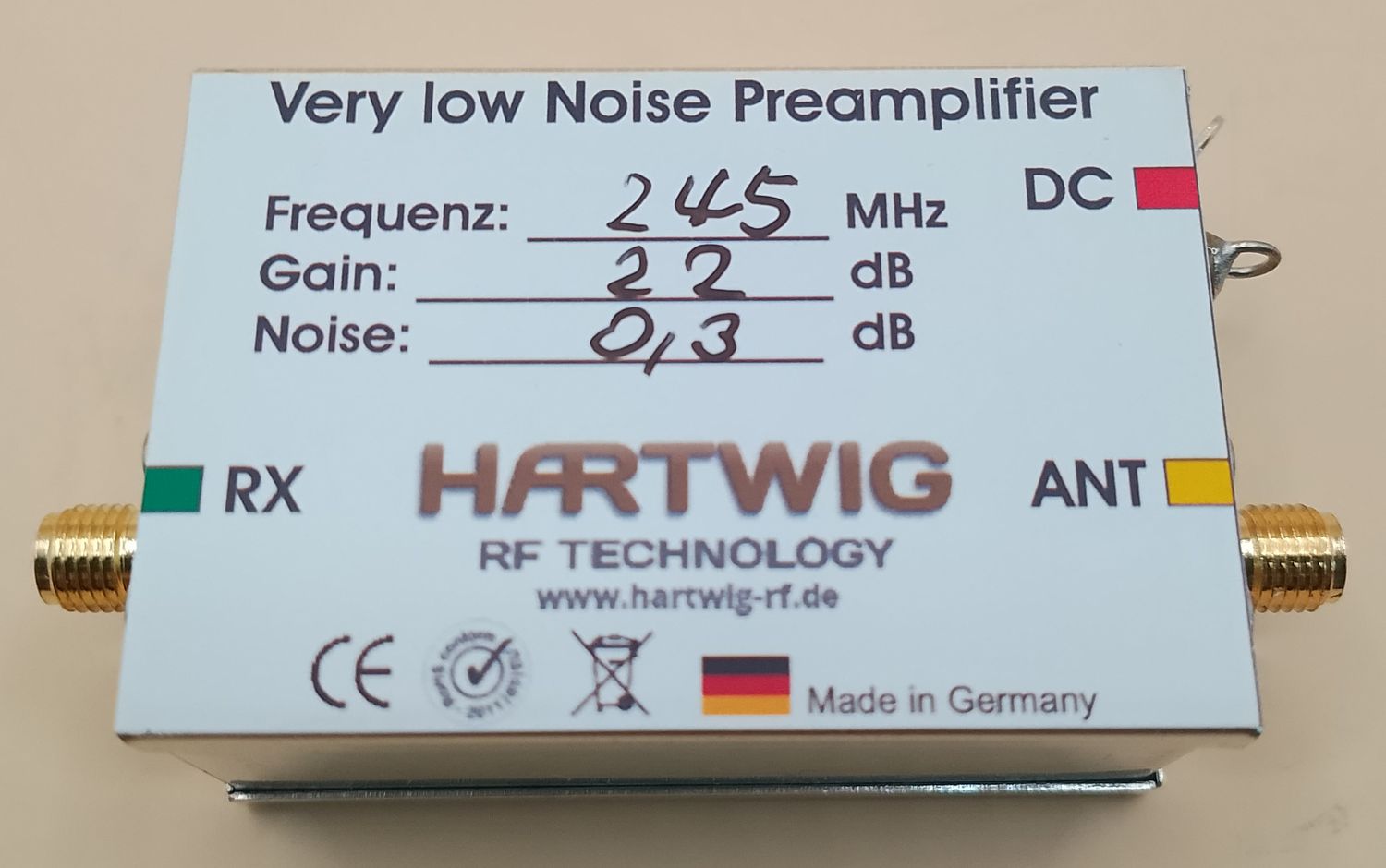 Preamplifier, LNA, 245 MHz, Military Satellite