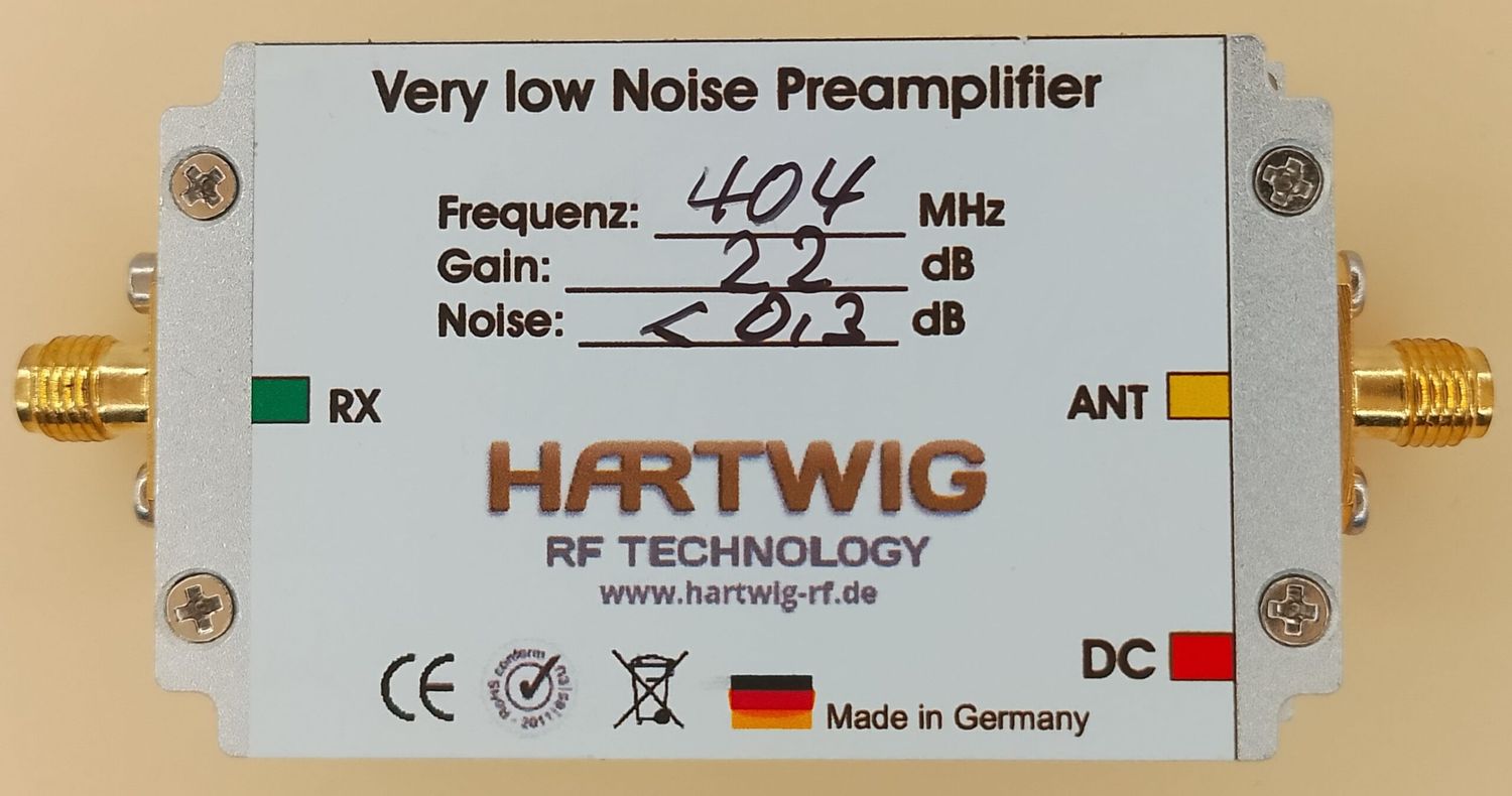 Preamplifier 404 MHz, LNA, Radio Astronomy