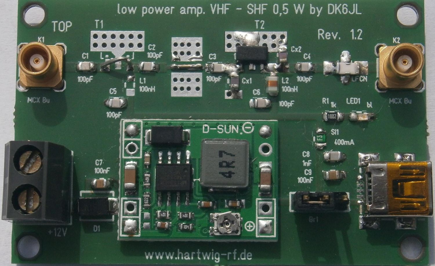 Leistungsverstärker, max 500 mW, 100 MHz bis ~ 2,5 GHz