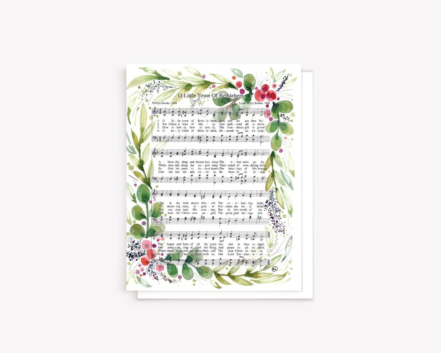 "O Little Town of Bethlehem" Christmas Hymn Greeting Card