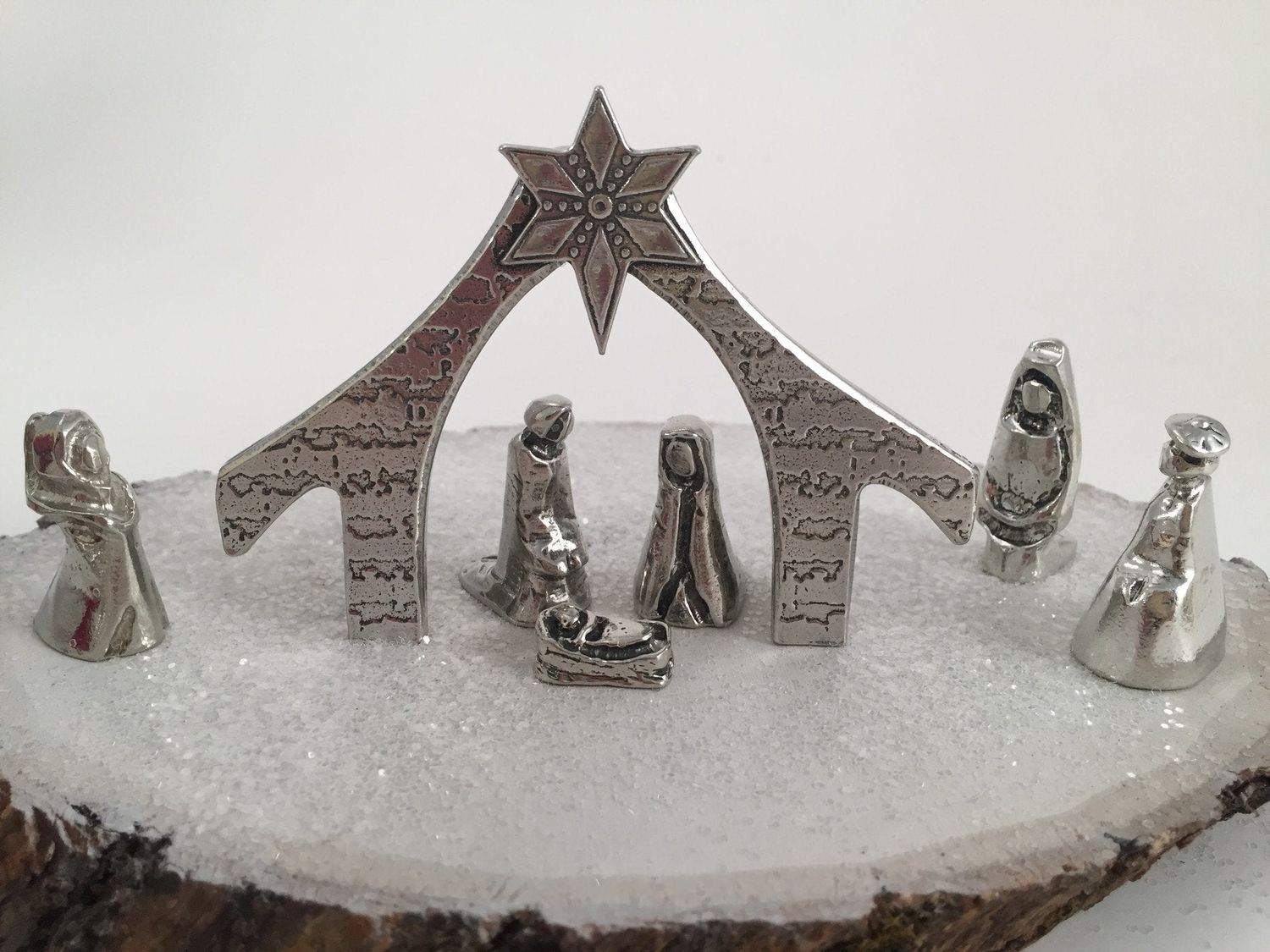 7-Piece Pewter Miniature Nativity Set