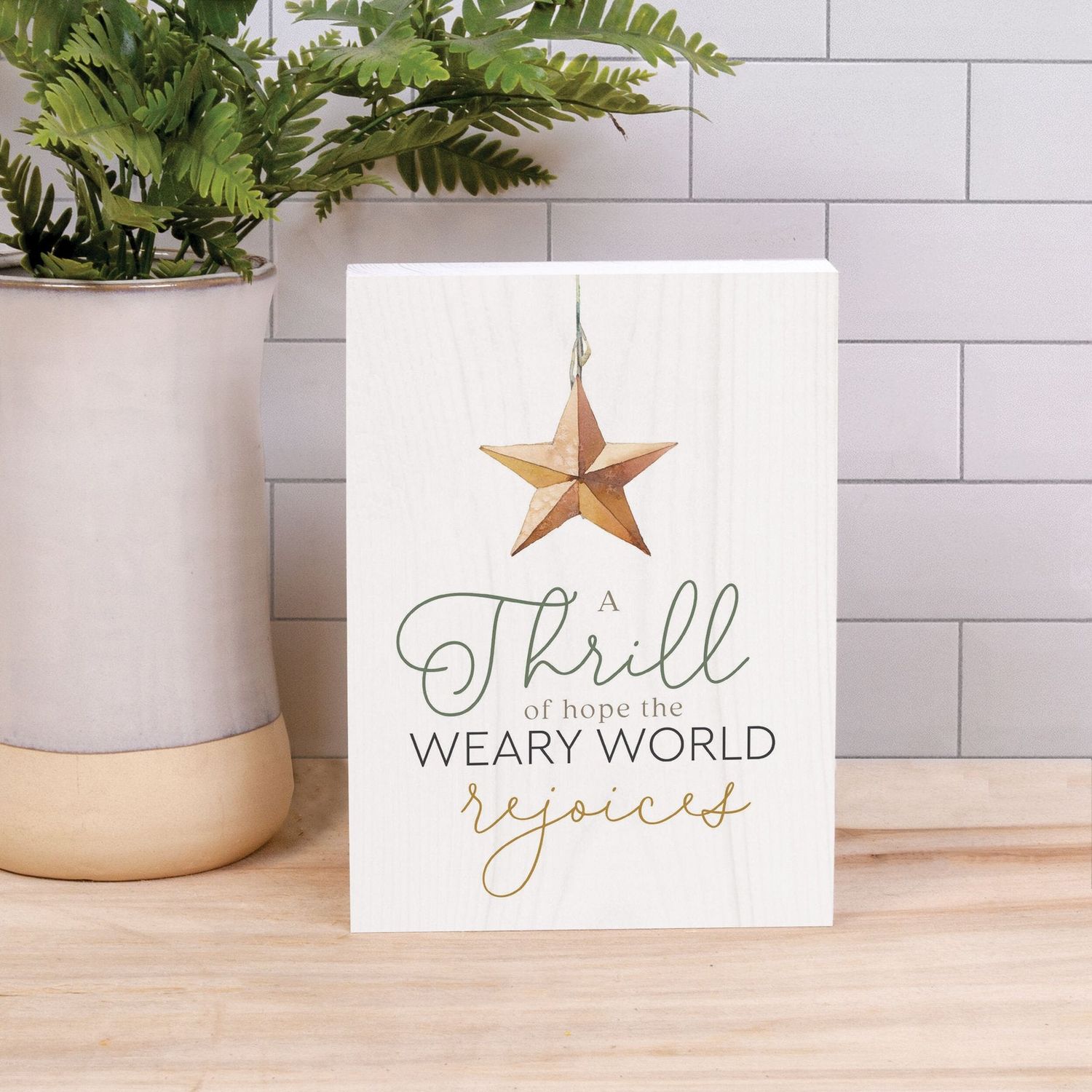 A Thrill of Hope the Weary World Rejoices Word Block