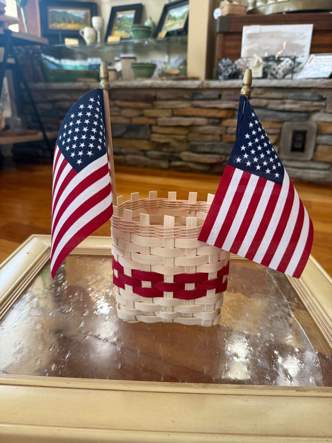 American Flag Patriotic Basket - Red