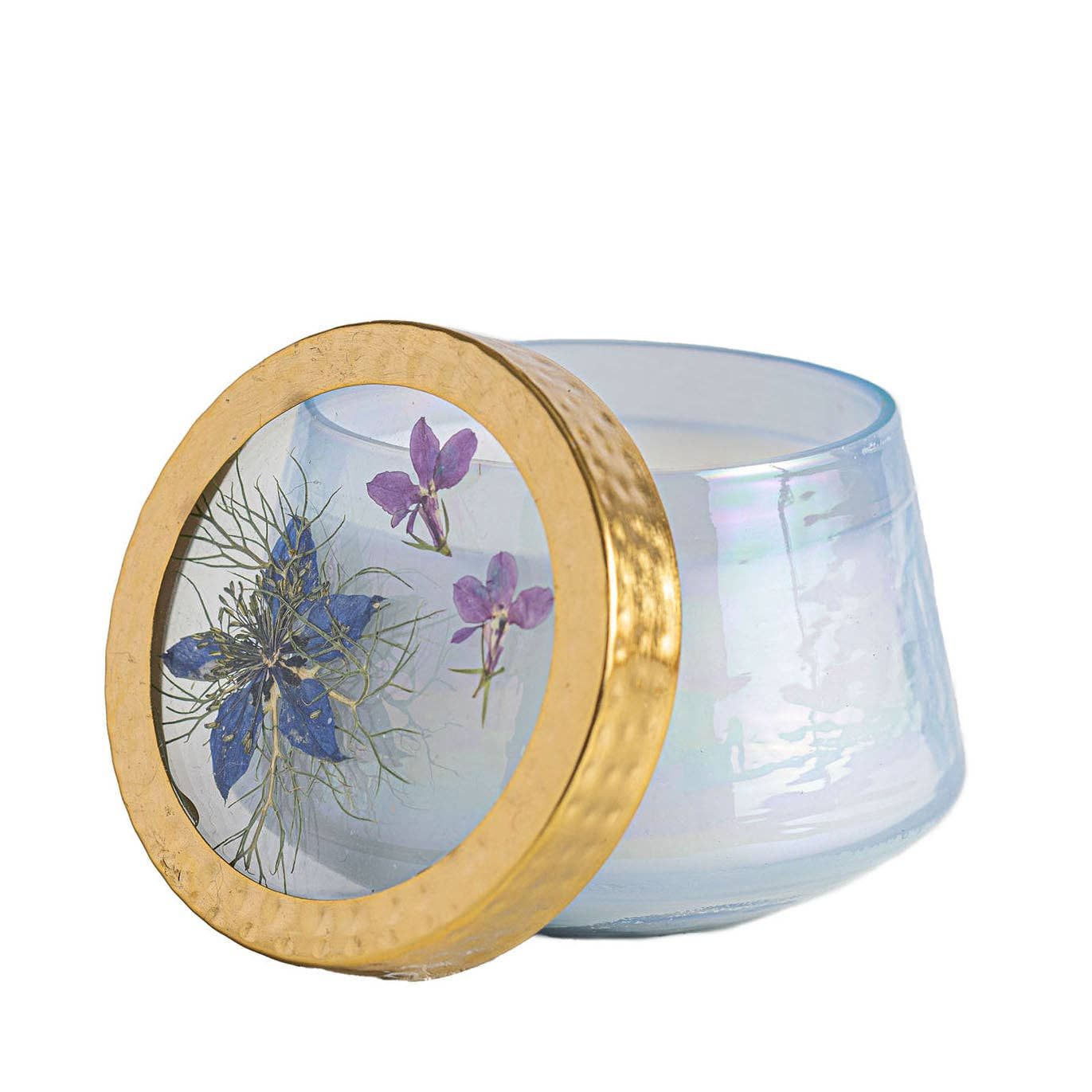Accent Watercolor Pressed Floral Candle - Berry Fig