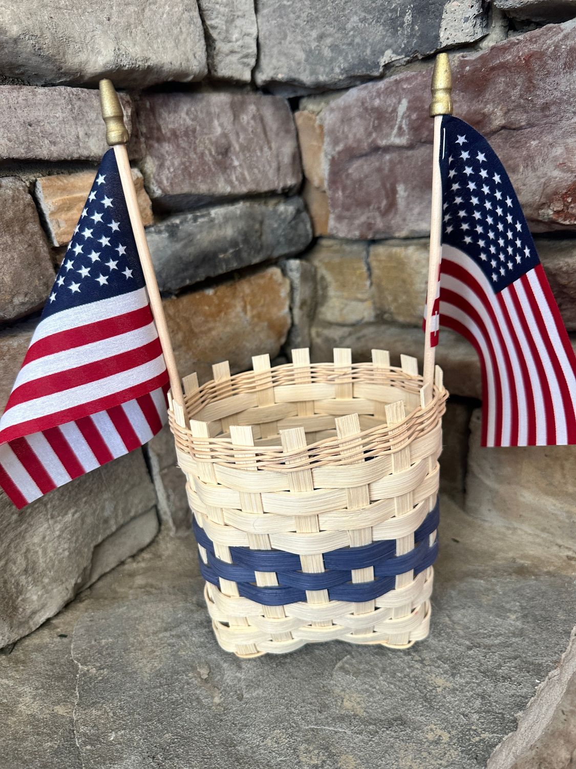 American Flag Patriotic Basket - Blue
