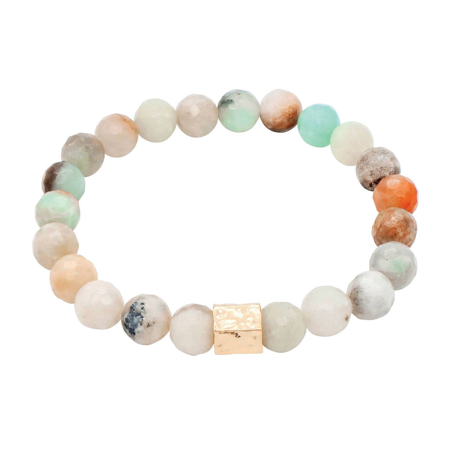 Amazonite Faceted Stone Bracelet - Gold