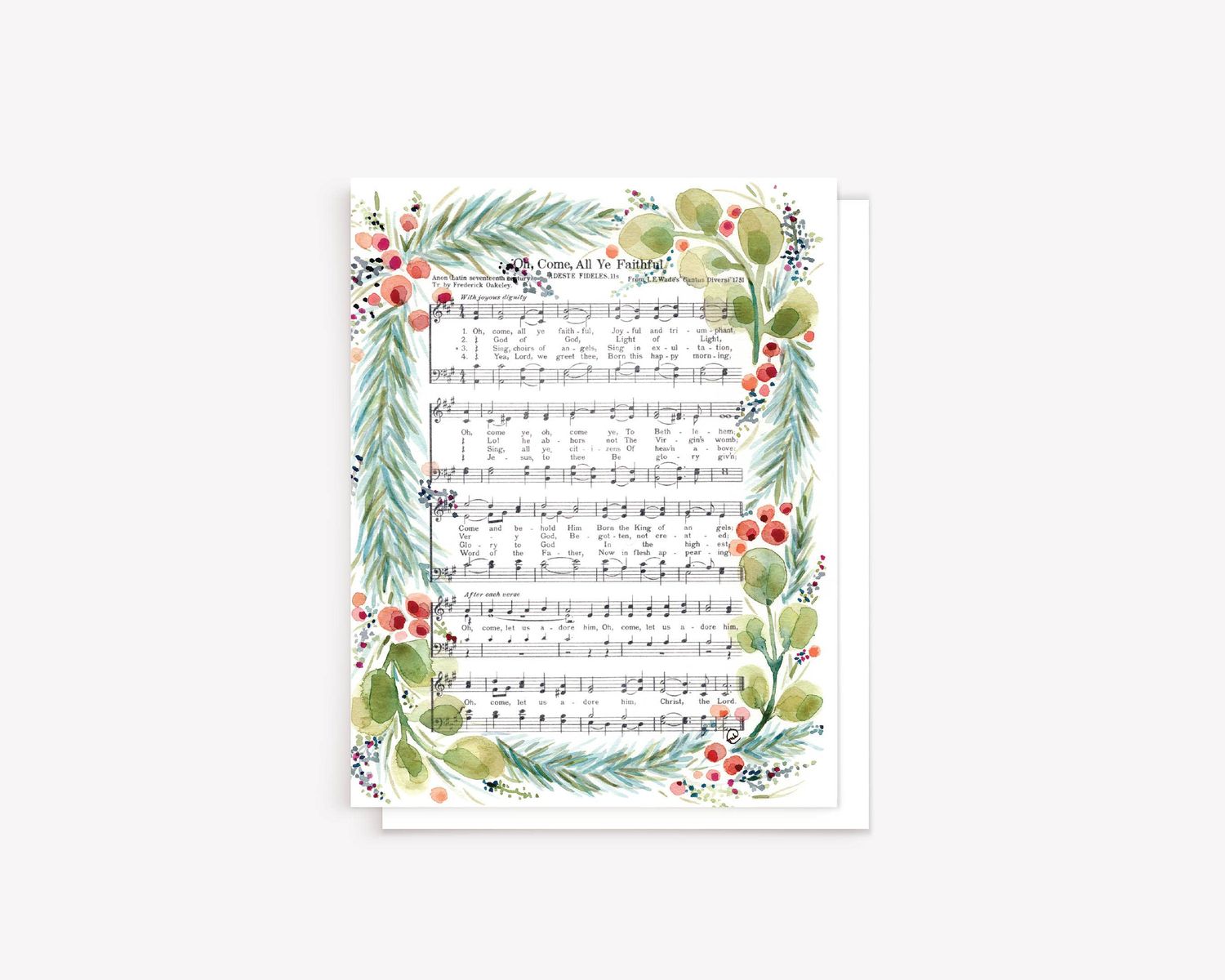"O Come All Ye Faithful" Christmas Hymn Greeting Card
