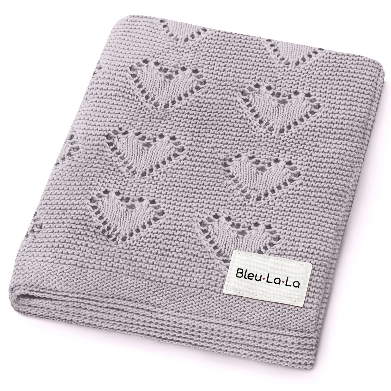 100% Luxury Cotton Swaddle Receiving Baby Blanket - Heart: Lavender