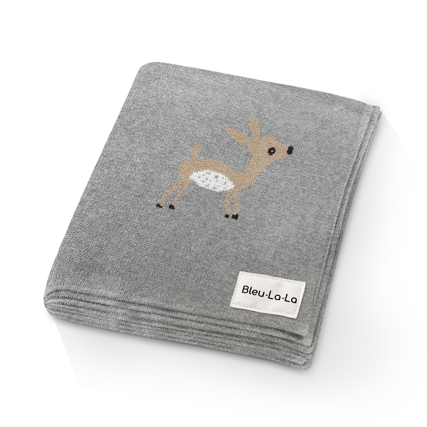 100% Luxury Cotton Swaddle Receiving Baby Blanket - Deer: Grey