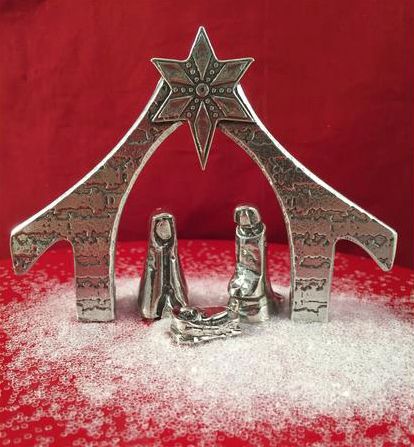 4-Piece Pewter Miniature Nativity Set