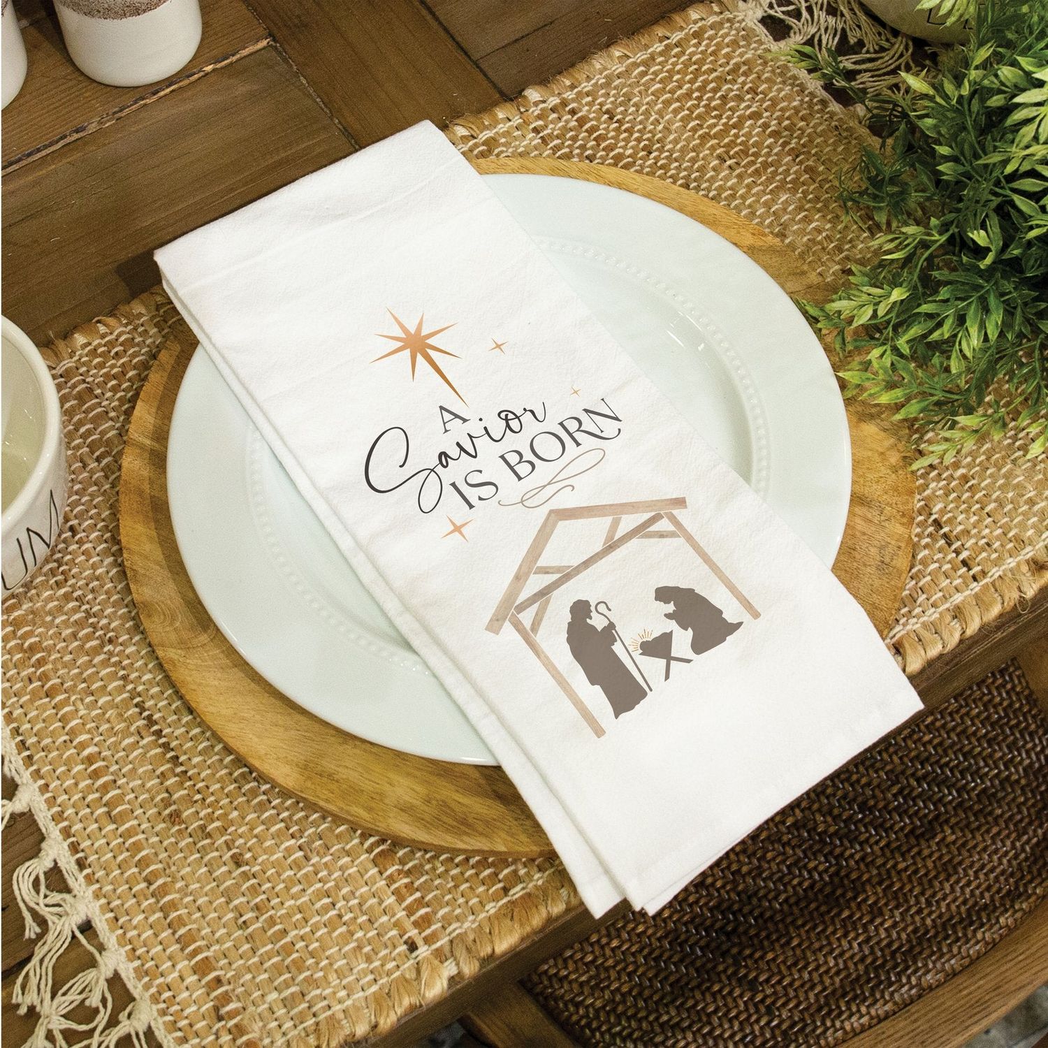 A Savior is Born Tea Towel