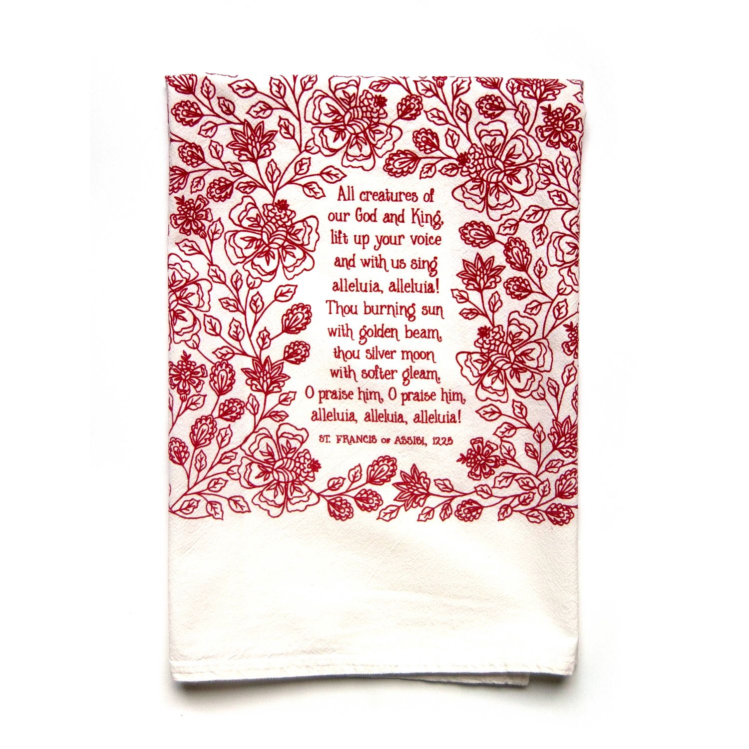 All Creatures Of Our God And King Hymn Tea Towel