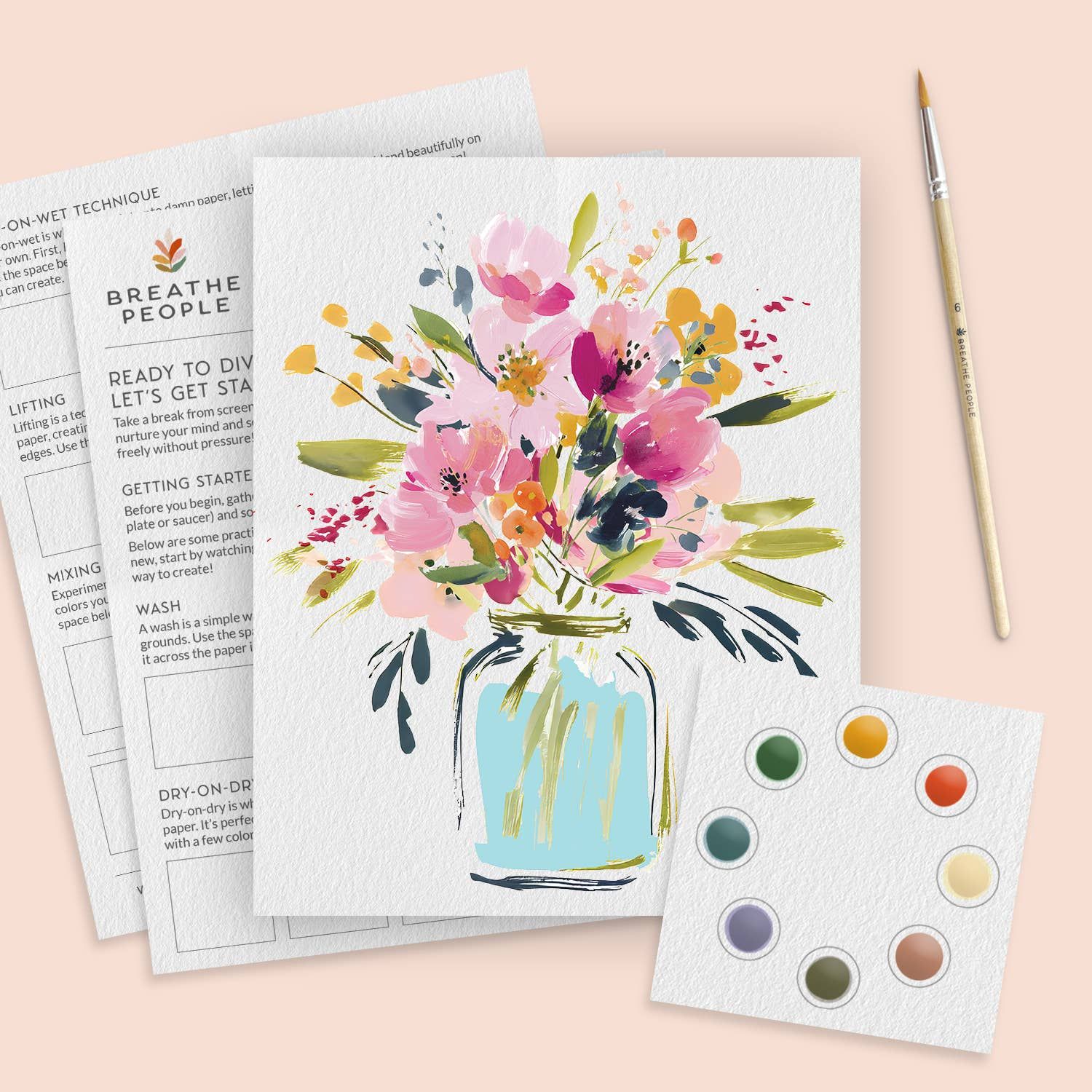 All-In-One Beginner Watercolor Paint Set - Jar of Flowers