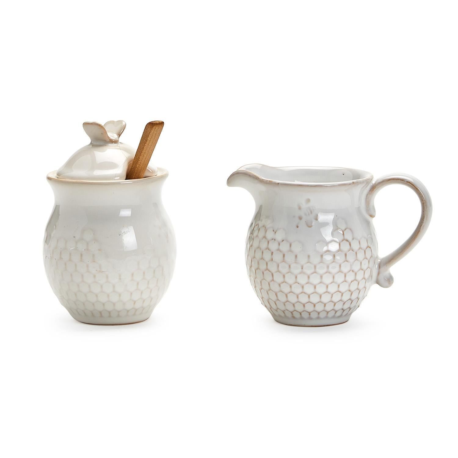 Bee Honeycomb Sugar &amp; Creamer Set with spoon