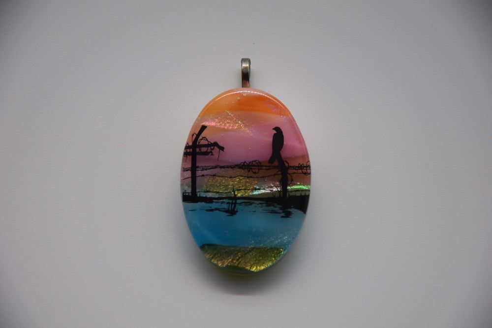 Bird on a Wire Dichoroic Glass Pendant